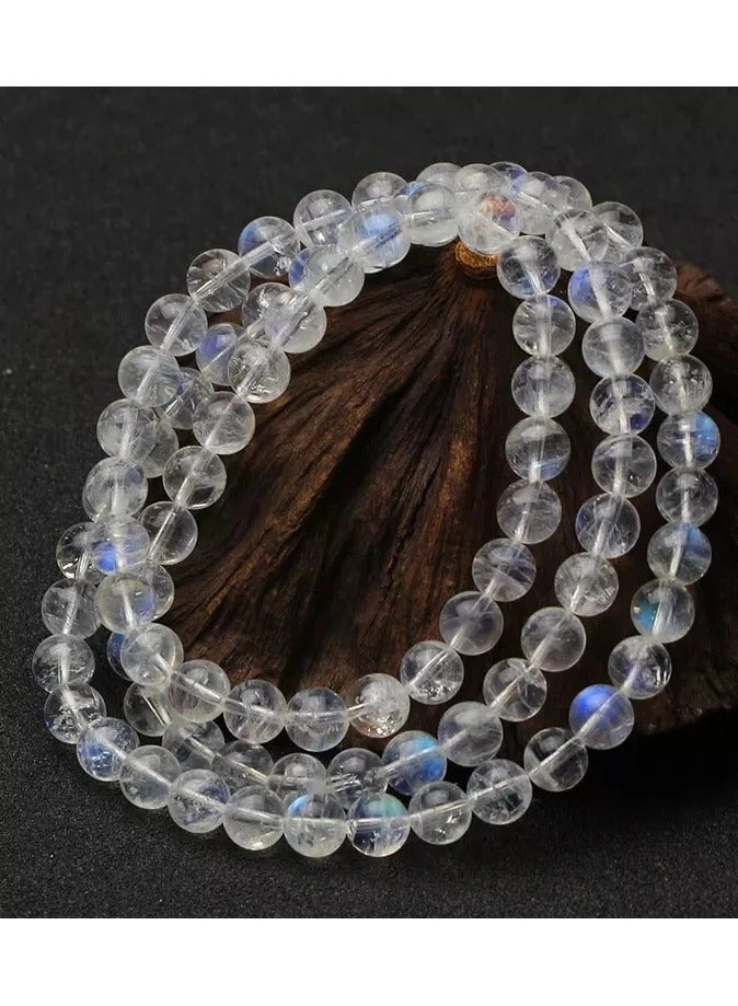 HADIGEMS Beautiful Blue Sheen Moon Stone Gemstone Strech Bracelet 6mm - Image 4