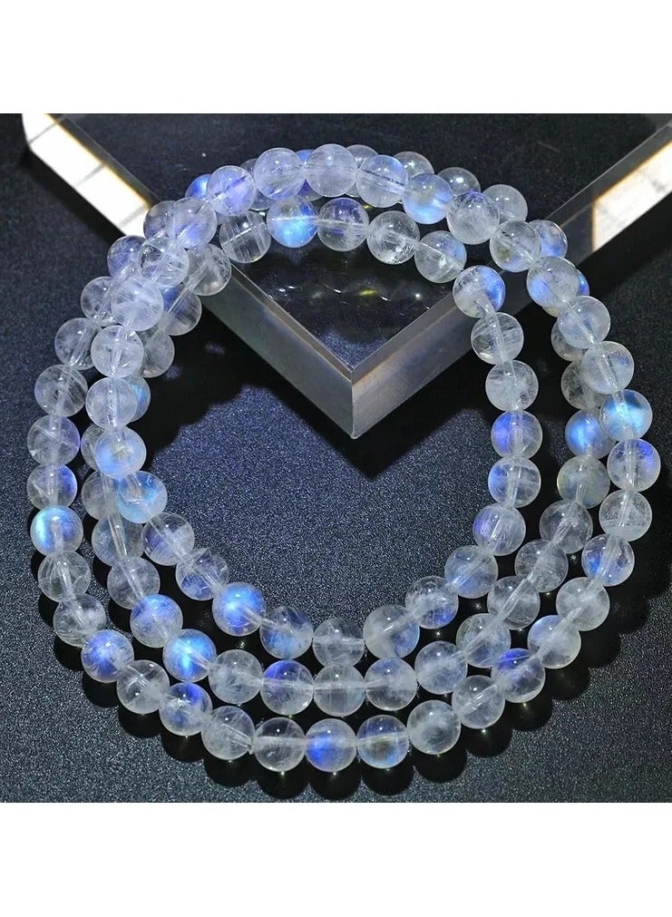 HADIGEMS Beautiful Blue Sheen Moon Stone Gemstone Strech Bracelet 6mm - Image 5