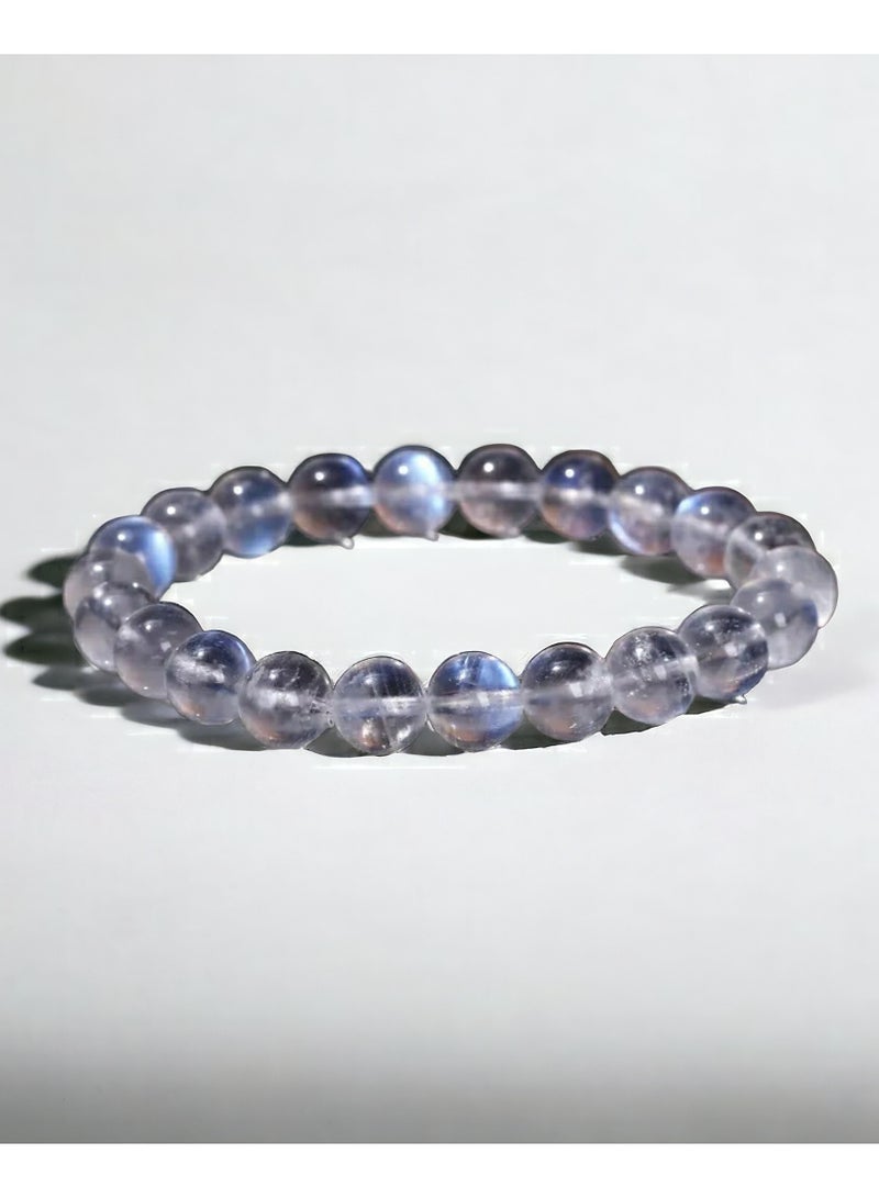 HADIGEMS Beautiful Blue Sheen Moon Stone Gemstone Strech Bracelet 6mm - Image 3