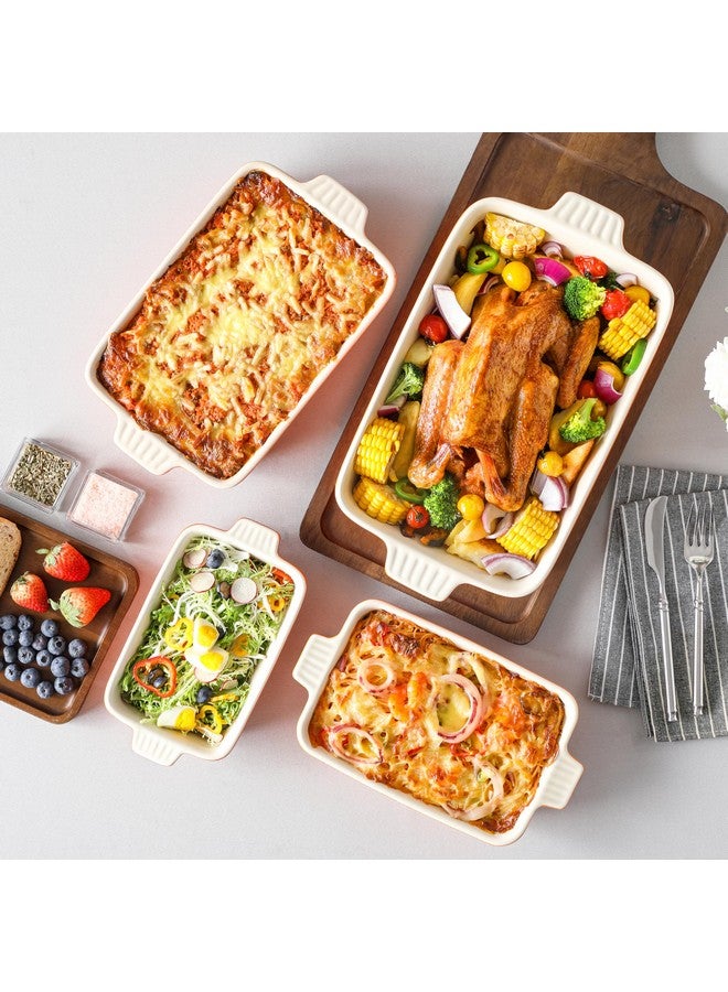 MALACASA Bakeware Set of 4, Porcelain Baking Pans Set for Oven, Casserole Dish, Ceramic Rectangular Baking Dish Lasagna Pans for Cooking Cake Kitchen, Orange(9.4"/11.1"/12.2"/14.7"), Series BAKE.BAKE - Image 5