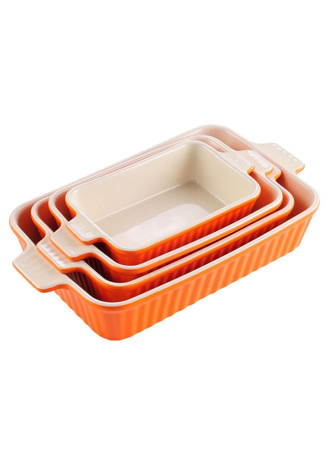 MALACASA Bakeware Set of 4, Porcelain Baking Pans Set for Oven, Casserole Dish, Ceramic Rectangular Baking Dish Lasagna Pans for Cooking Cake Kitchen, Orange(9.4"/11.1"/12.2"/14.7"), Series BAKE.BAKE - Image 1