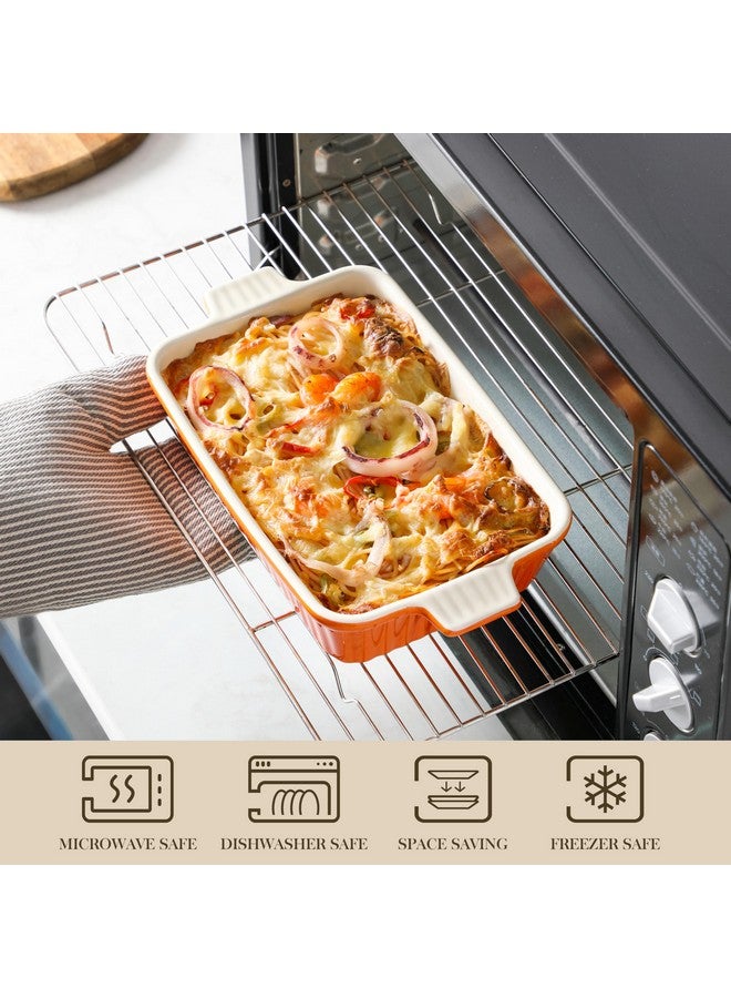 MALACASA Bakeware Set of 4, Porcelain Baking Pans Set for Oven, Casserole Dish, Ceramic Rectangular Baking Dish Lasagna Pans for Cooking Cake Kitchen, Orange(9.4"/11.1"/12.2"/14.7"), Series BAKE.BAKE - Image 4