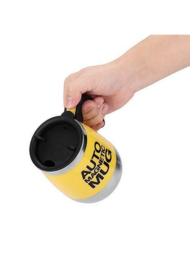 Fdit Button Activated Auto Drink Mixing Coffee Stirring Mug Stainless Steel Home Office(Yellow) - Image 5