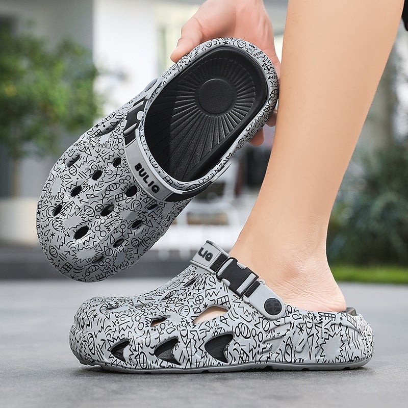 Dropshipping Clogs For Men And Women, Graffiti Design, Summer Couple'S Outdoor Sandals, Soft Beach Parent-Child Style Children'S Slippers - Image 1