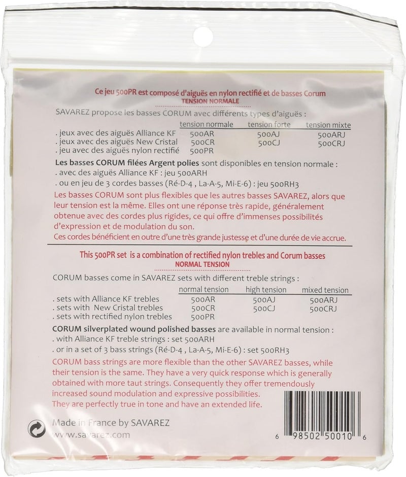 Savarez 500PR Corum Cristal Classical Guitar Strings, Standard Tension, Blue Card - Image 2
