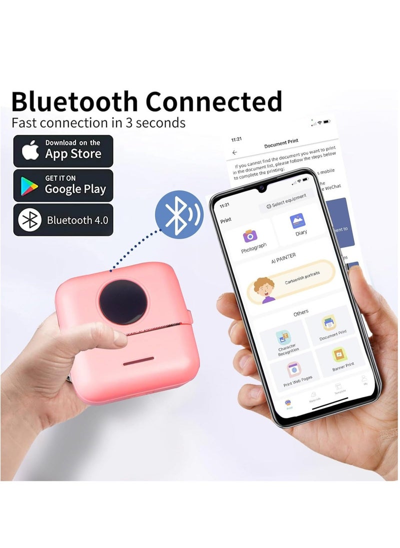 Kidle Thermal Mini Printer,Bluetooth Printer for Phone, Wireless Label Printer with Tape，Compatible with iOS&Android Printer X5 powder+5 stickers+5 regular paper+3 colored paper+6 colored pens+1 sticker  - Image 5