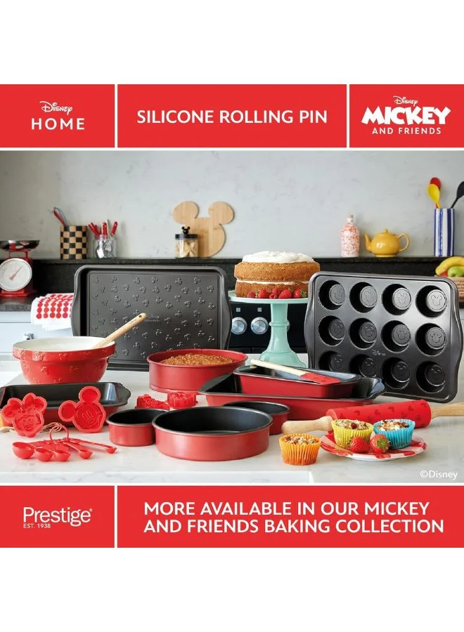 Prestige Prestige New Disney Bake with Mickey Mouse Silicone Rolling Pin for Baking with Wooden Handles & Non Stick Silicone Barrel, 45cm