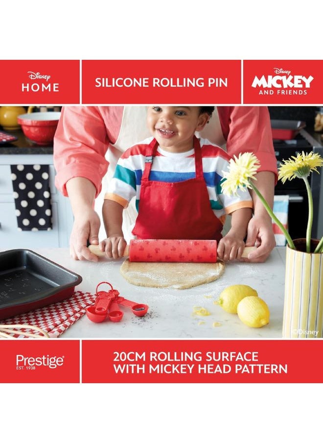 Prestige - Prestige New Disney Bake with Mickey Mouse Silicone Rolling Pin for Baking with Wooden Handles & Non Stick Silicone Barrel, 45cm - Image 1