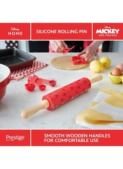 Prestige Prestige New Disney Bake with Mickey Mouse Silicone Rolling Pin for Baking with Wooden Handles & Non Stick Silicone Barrel, 45cm  - Image 3