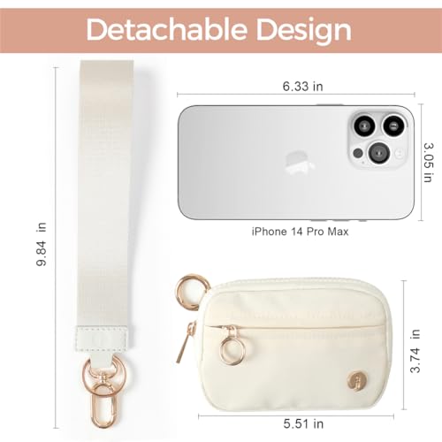 JEEBURYEE Wristlet Keychain Wallets for Women RFID Blocking Credit Card Holder Small Zipper Coin Purse Change Pouch with ID Window and Detachable Wrist Strap Beige - Image 2
