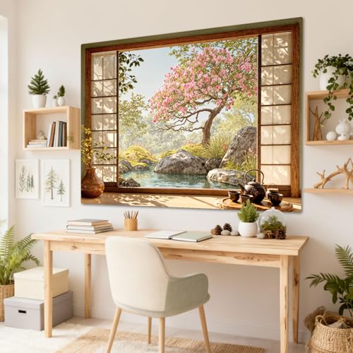 Lifeel Japanese Scenery Tapestry, Aesthetics Nature Landscape Tapestries, Asian Home Decor for Bedroom Meditation Room Living Room, 36x48 inches - Image 4