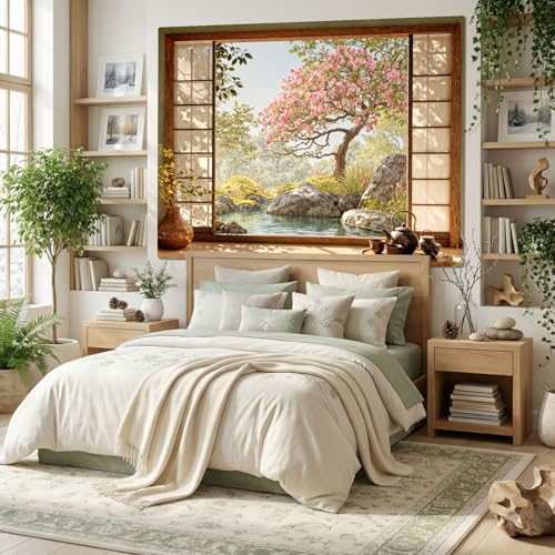 Lifeel Japanese Scenery Tapestry, Aesthetics Nature Landscape Tapestries, Asian Home Decor for Bedroom Meditation Room Living Room, 36x48 inches - Image 5