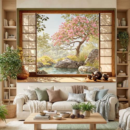 Lifeel Japanese Scenery Tapestry, Aesthetics Nature Landscape Tapestries, Asian Home Decor for Bedroom Meditation Room Living Room, 36x48 inches - Image 3