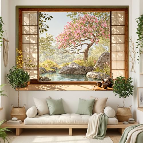 Lifeel Japanese Scenery Tapestry, Aesthetics Nature Landscape Tapestries, Asian Home Decor for Bedroom Meditation Room Living Room, 36x48 inches - Image 2