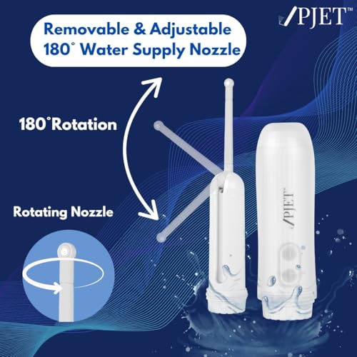PJET بخاخ جيت محمول من PJET للمرحاض | بخاخ bidet للسفر لأساسيات السفر للعائلة | بخاخ bidet كهربائي محمول قابل للطي للمرحاض للنظافة الشخصية والتنظيف (أبيض) - Image 4