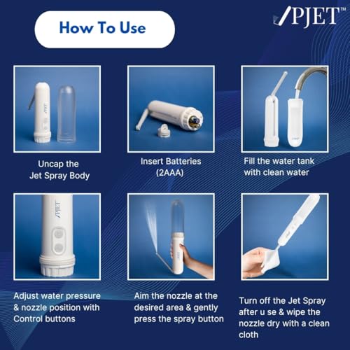 PJET بخاخ جيت محمول من PJET للمرحاض | بخاخ bidet للسفر لأساسيات السفر للعائلة | بخاخ bidet كهربائي محمول قابل للطي للمرحاض للنظافة الشخصية والتنظيف (أبيض) - Image 3
