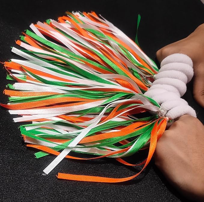 AR TAPES & PLASTICS AR TAPES Tricolour Pom Pom & Ribbon Hair Band & Hand band for Independence Day Special and Republic day, Border, Celebration for Home & Office Orange White Green Elastic Hair Tie (pack of 4) - Image 2