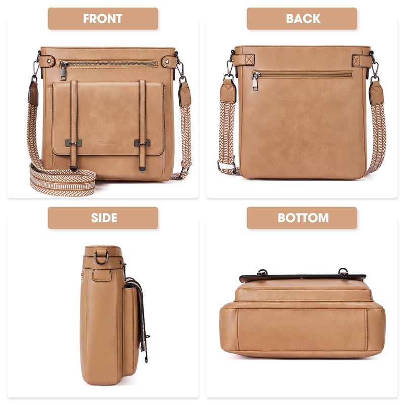 Roulens Crossbody Bags for Women,Multi Pocket Crossbody Purses Vegan Leather Shoulder Handbags Travel Purse Adjustable Strap - Image 4