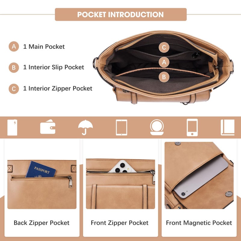 Roulens Crossbody Bags for Women,Multi Pocket Crossbody Purses Vegan Leather Shoulder Handbags Travel Purse Adjustable Strap - Image 3