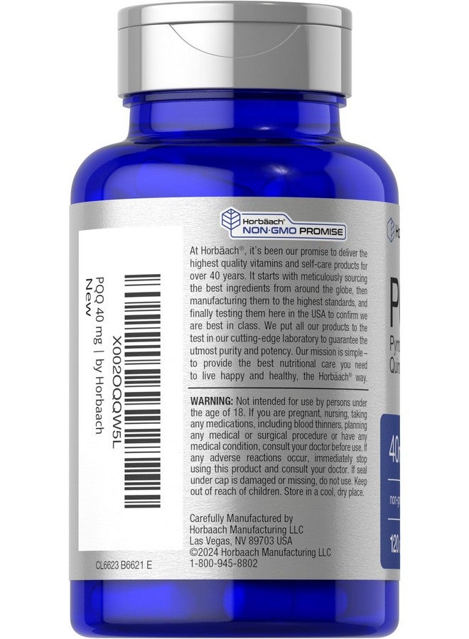 Horbäach PQQ Supplement 40 mg | 120 Capsules | Maximum Strength | Non-GMO and Gluten Free Supplement | Pyrroloquinoline Quinone Disodium Salt - Image 3