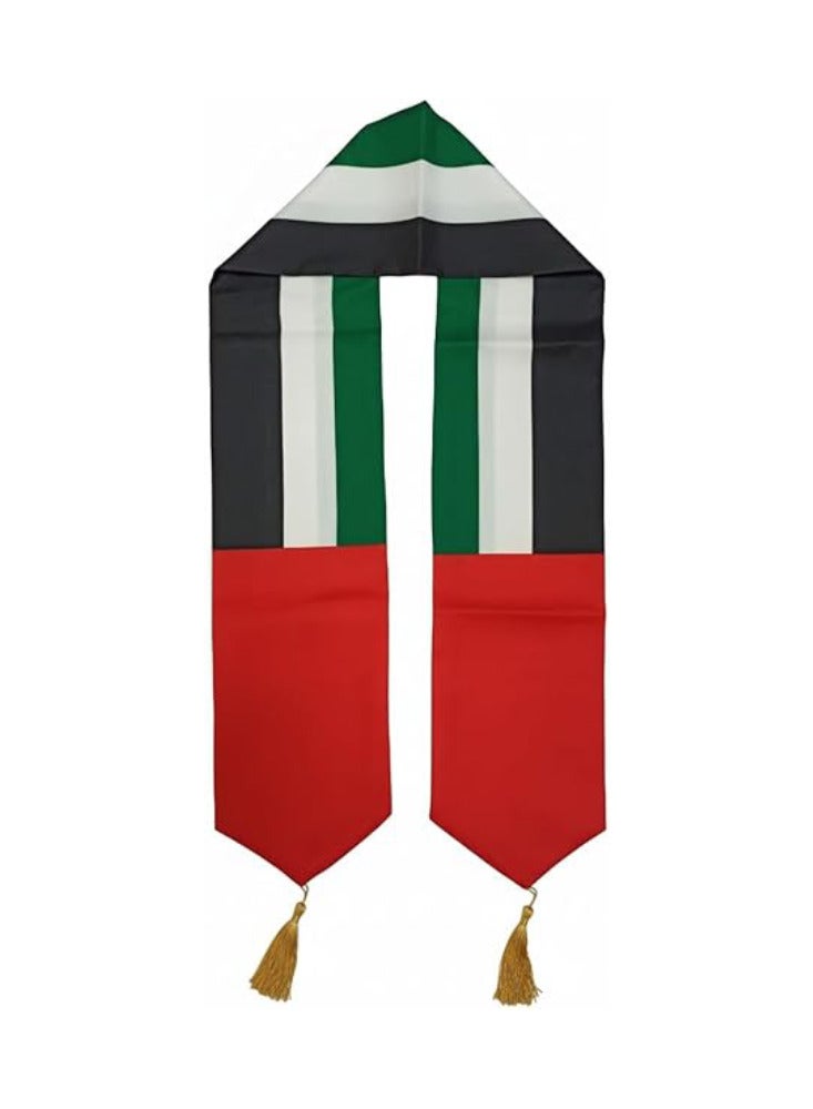 Yuwell UAE Flag Scarf 150x16cm, National Day Scarf for Men & Women, Unisex Emirati Flag Scarf for UAE National Day, Flag Day & Martyrs Day Celebration Neck & Shoulder Scarf for Adults