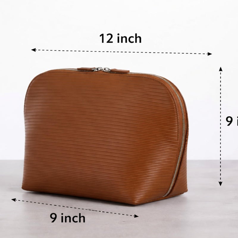 APT 1101 Large Standing Foldable Makeup Bag for Travel, Vertical Folding Down Design, Organized Cosmetic & Skincare Bag for 2â€“4 Week Trips (Chocolate) - Image 3