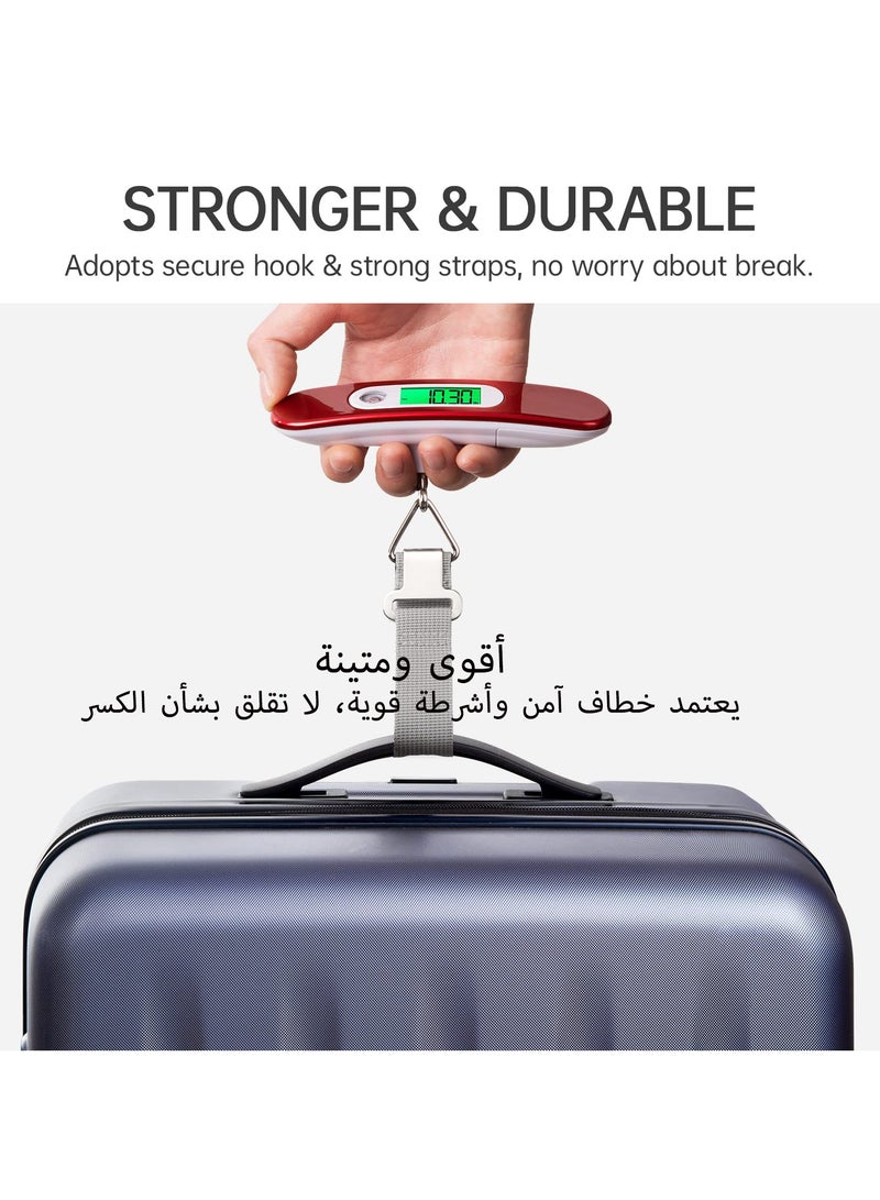 ليكتو كافت مقياس وزن الأمتعة المحمول المعلق الرقمي للسفر، ميزان وزن حقيبة السفر مع خطافات وأشرطة بسعة 110 رطل/50 كجم، مع بطارية متضمنة  - Image 5