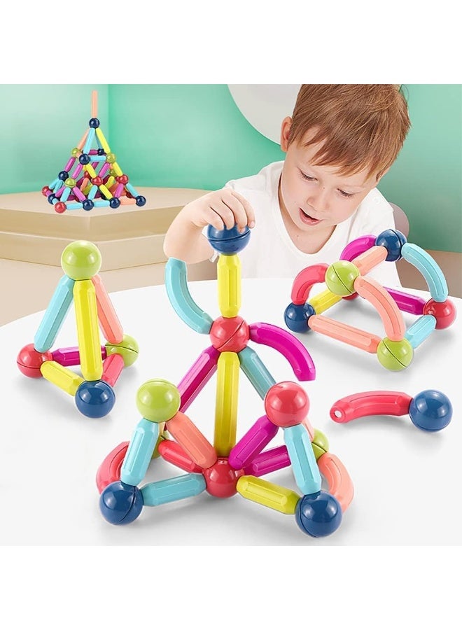 Magnetic balls and poles set, educational magnetic building blocks, 3D puzzle for kids, magnetic block stacking toys, creative STEM learning toys for toddlers (64 pieces) - Image 3