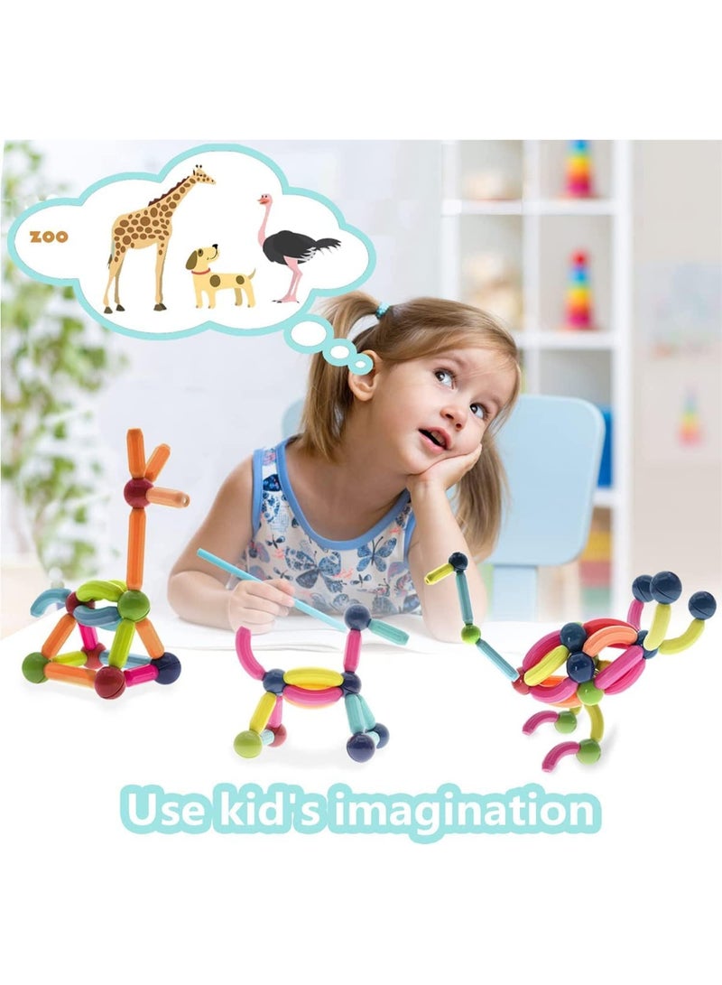 Magnetic balls and poles set, educational magnetic building blocks, 3D puzzle for kids, magnetic block stacking toys, creative STEM learning toys for toddlers (64 pieces) - Image 4