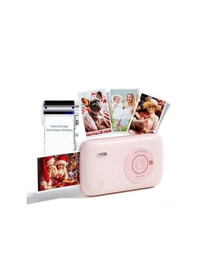 HPRT CP2100 2×3 Inch Sublimation Photo Printer – Pink | With 10 Sheets Photo Paper | High-Resolution AR Motion Prints | App-Controlled - Image 1