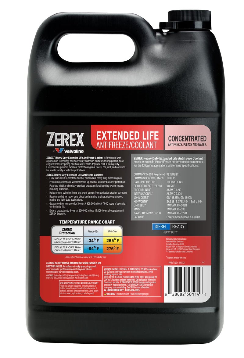Zerex Extended Life Red Heavy Duty (HD) Concentrate Antifreeze/Coolant 1 GA - Image 2