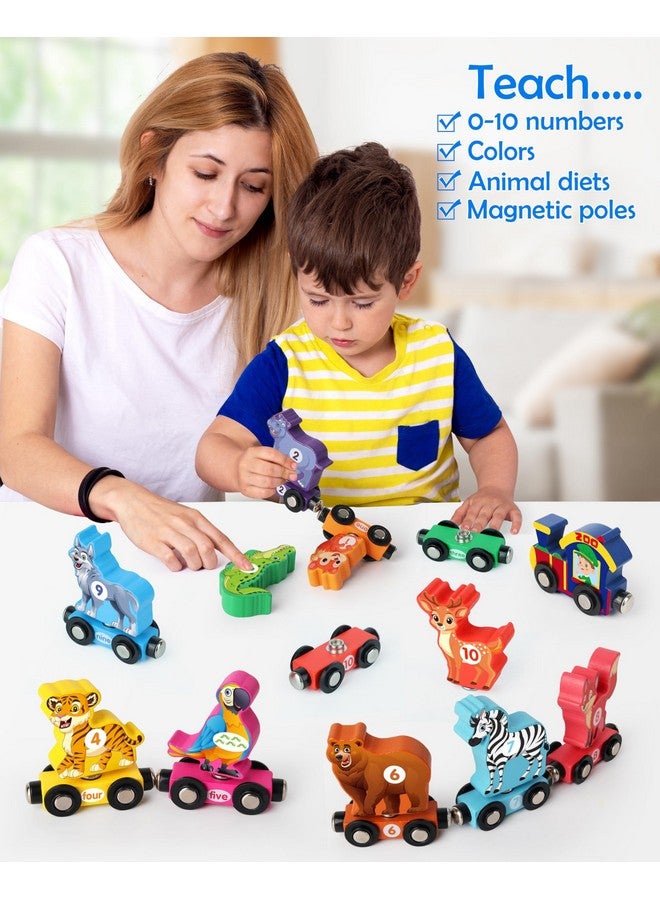 Vanmor Wooden Train Set with Animal Toys, Snap-Connection Animal Train, Matching and Magnetic Number Train Learning Toys, Fine Motor Skill Educational Toy Gift for 3 4 5 Years Old Kids - Image 5