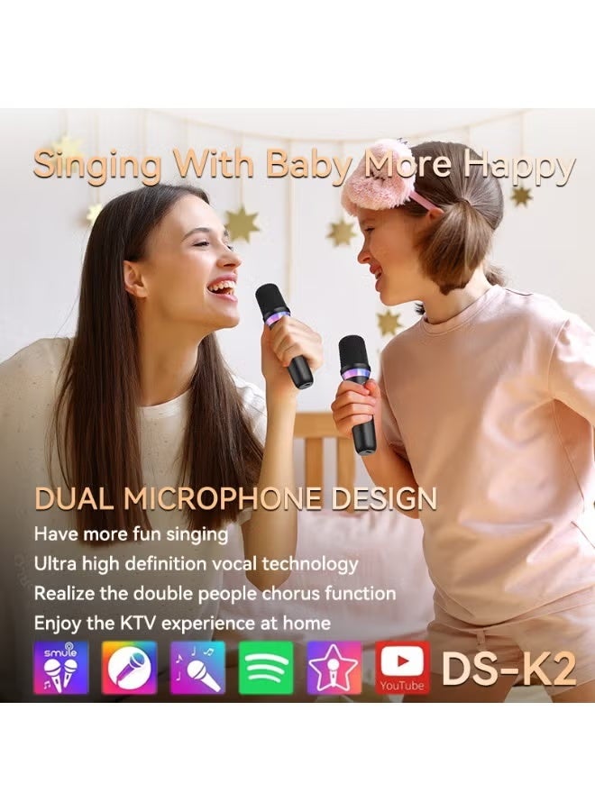 Portable wireless microphone, rechargeable wireless microphone with RGB lanterns, with 3.5MM power amplifier, DSP mixing system, for singing, speeches, parties, less delay karaoke microphone, can be used for children's singing - Image 5