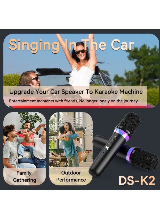 Portable wireless microphone, rechargeable wireless microphone with RGB lanterns, with 3.5MM power amplifier, DSP mixing system, for singing, speeches, parties, less delay karaoke microphone, can be used for children's singing - Image 3