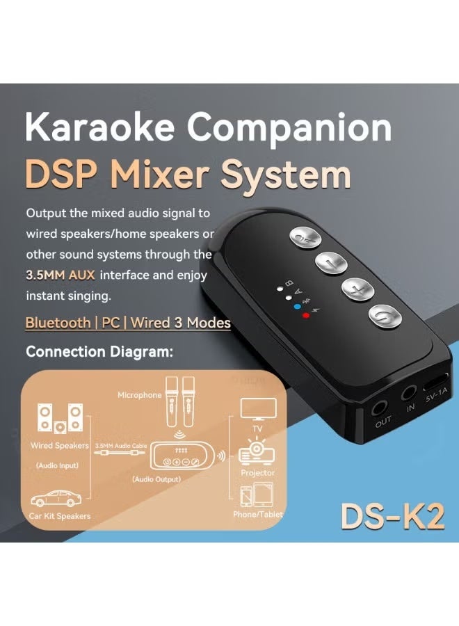 Portable wireless microphone, rechargeable wireless microphone with RGB lanterns, with 3.5MM power amplifier, DSP mixing system, for singing, speeches, parties, less delay karaoke microphone, can be used for children's singing - Image 4