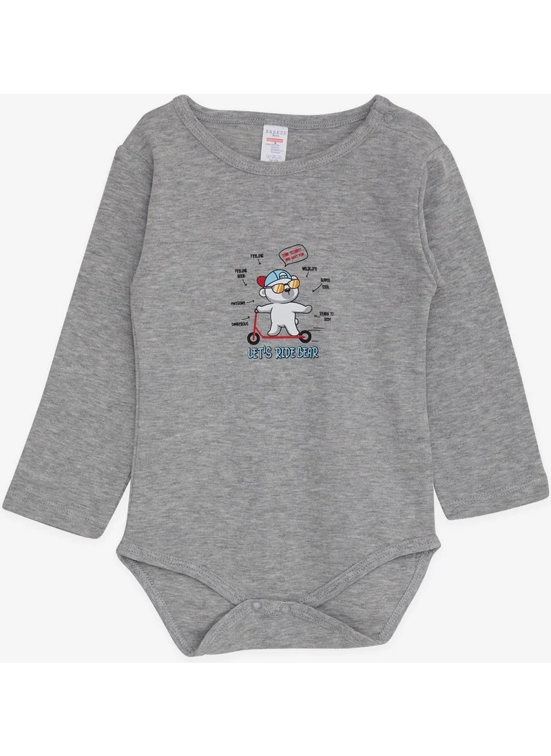 Breeze Baby Boy Snap-On Bodysuit with Glasses Teddy Bear Printed 9 Months-3 Years, Dark Gray Melange