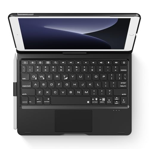 edaiser Swivel Keyboard Case for iPad 10.2 inch 9th 8th 7th, iPad Air 3rd and iPad Pro 10.5 2nd Generation; Rotatable Cover with Pencil Holder, Multi-Touch Trackpad, RGB Backlit, Black - Image 1