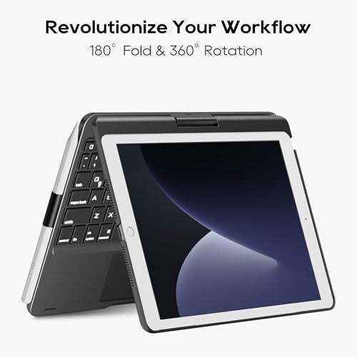 edaiser Swivel Keyboard Case for iPad 10.2 inch 9th 8th 7th, iPad Air 3rd and iPad Pro 10.5 2nd Generation; Rotatable Cover with Pencil Holder, Multi-Touch Trackpad, RGB Backlit, Black - Image 2