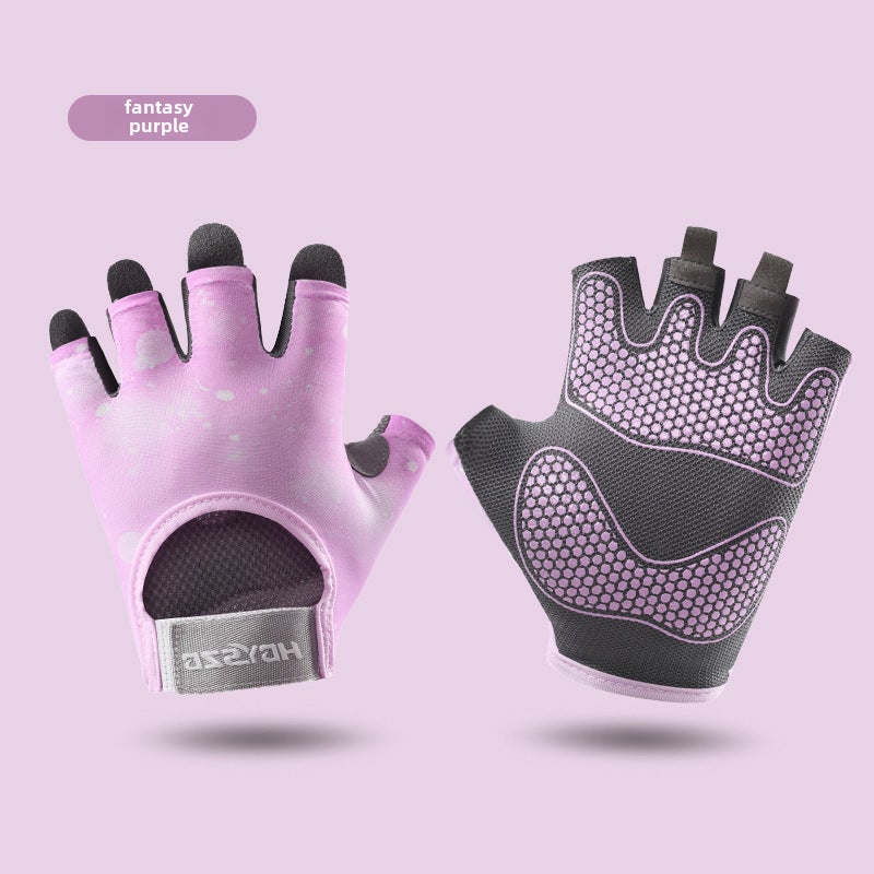 Fitness Half-Finger Gloves with Silicone Padding JSOC dream purple 