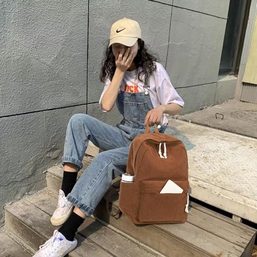 BTOOP School Backpack for Teens Large Corduroy Bookbag Lightweight 15.6 inch Laptop Bag for Girls Women Casual High School College - Image 5