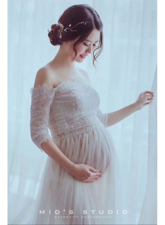 New Studio Pregnant Women Photo Clothing White Gauze Dress Fashion Mummy Pregnant Women Photo Photography Clothing Art Photo Photo Photo Clothing