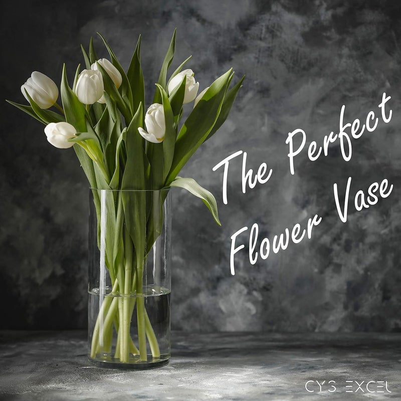 CYS EXCEL Clear Glass Cylinder Vase (H:9" D:4") | Multiple Size Choices Glass Flower Vase Centerpieces | Hurricane Floating Candle Holder Vase - Image 4