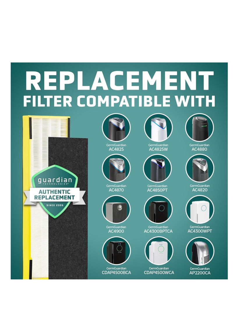 GermGuardian Filter B HEPA Pure Genuine Air Purifier Replacement Filter, Removes 99.97% of Pollutants for AC4825, AC4300, AC4900, AC4825DLX, AC4850, CDAP4500, AP2200, Black/Yellow, FLT4825