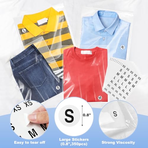 Lechay 100 Count T Shirt Bags, Cellophane Bags Clear Poly Bags Plastic Bags For Packing Clothing Self Sealing Bag With10 Pcs Size Stickers (9 * 12) - Image 4