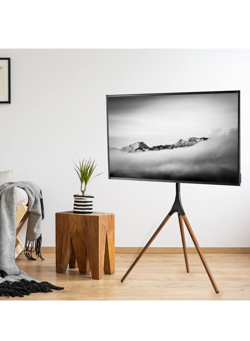 فلاشهوك حامل تلفزيون حامل حديث مع قاعدة حامل ثلاثي القوائم لتلفزيون LED LCD OLED مقاس 45-65 بوصة، حامل تلفزيون محمول دوار 180 درجة لغرفة النوم وغرفة المعيشة والاستوديو - Image 5