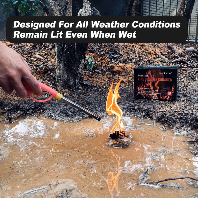 Skyflame 100 Pack Natural Fire Starters, Square Waterproof Easy Fire Charcoal Starters Compatible with BGE, Kamado Joe, Smokers, Wood Stove & Grills, BBQ & Grill, Campfire, Fireplace, Camp Fire Pits - Image 5