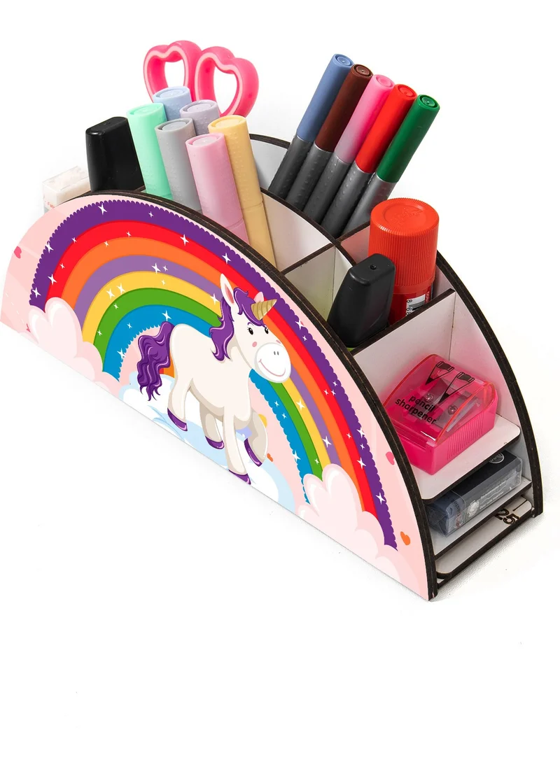 Notpa Wooden Vip Laughing Horse Rainbow Ruler Desktop Pen Holder Organizer For Kids VIP37