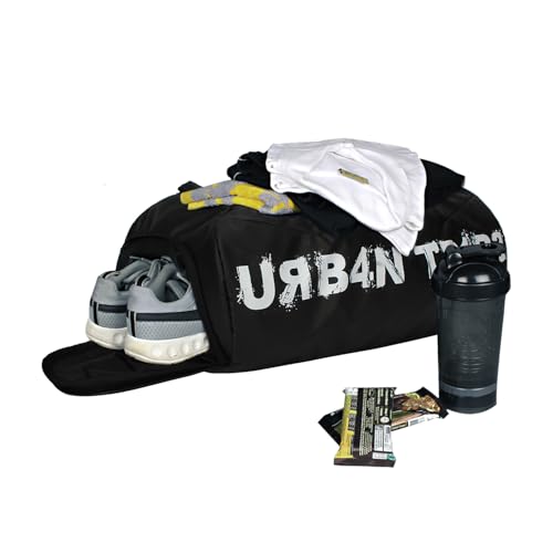 URBAN TRIBE Plank 23L Gym Bag for Men and Women | Sports Duffle Bag with Shoe Compartment | Workout, Fitness, Exercise | Black - Image 1