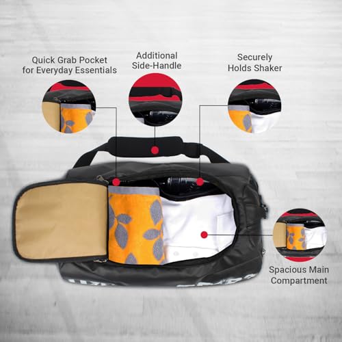 URBAN TRIBE Plank 23L Gym Bag for Men and Women | Sports Duffle Bag with Shoe Compartment | Workout, Fitness, Exercise | Black - Image 3