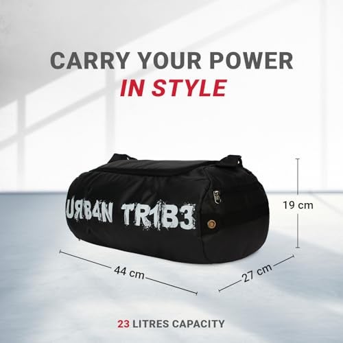 URBAN TRIBE Plank 23L Gym Bag for Men and Women | Sports Duffle Bag with Shoe Compartment | Workout, Fitness, Exercise | Black - Image 4